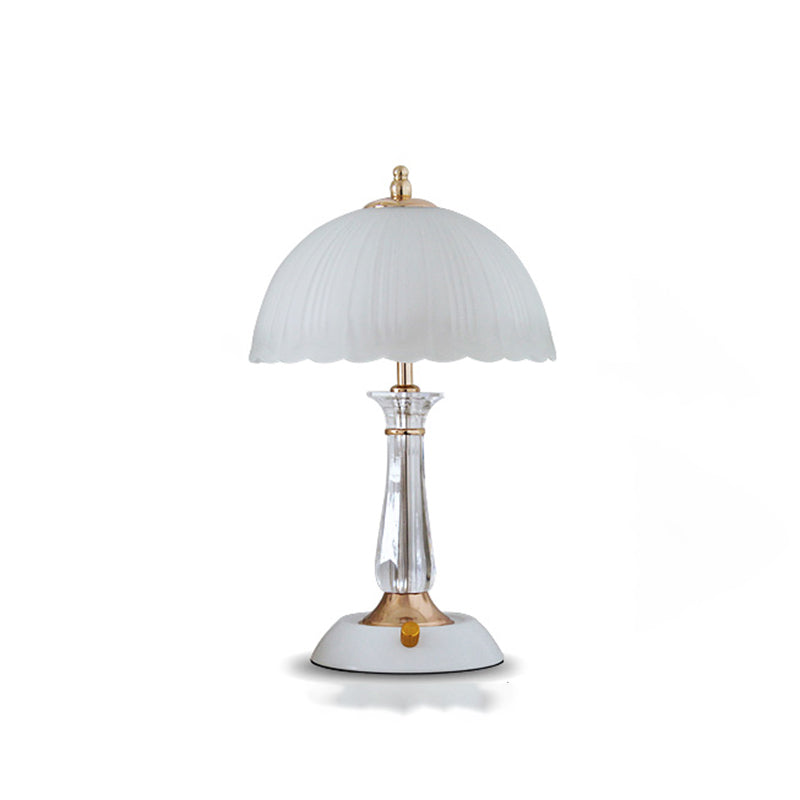 Glass Hemisphere Nightstand Lamp Minimalist 2-Light Table Light for Bedroom
