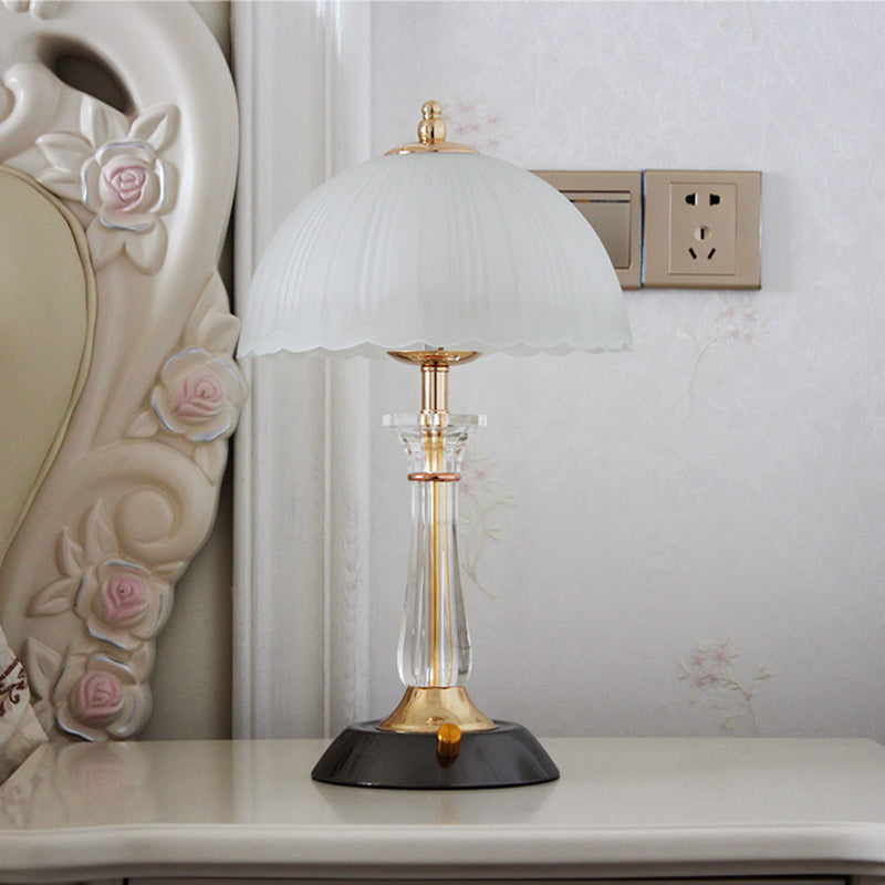 Glass Hemisphere Nightstand Lamp Minimalist 2-Light Table Light for Bedroom