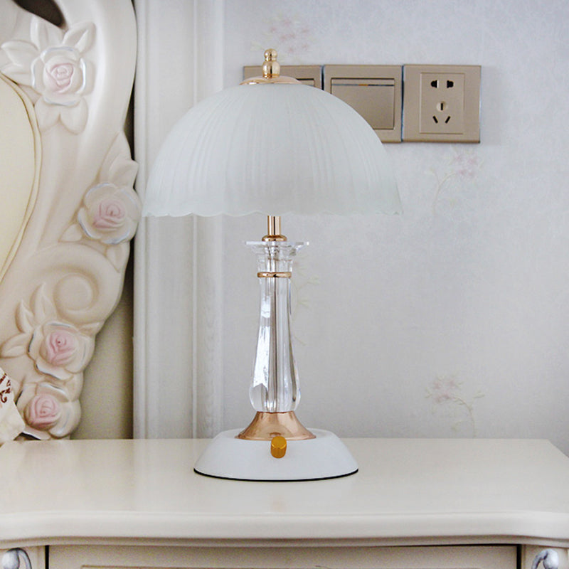 Glass Hemisphere Nightstand Lamp Minimalist 2-Light Table Light for Bedroom