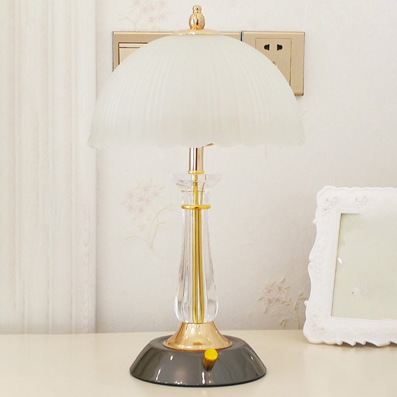 Glass Hemisphere Nightstand Lamp Minimalist 2-Light Table Light for Bedroom