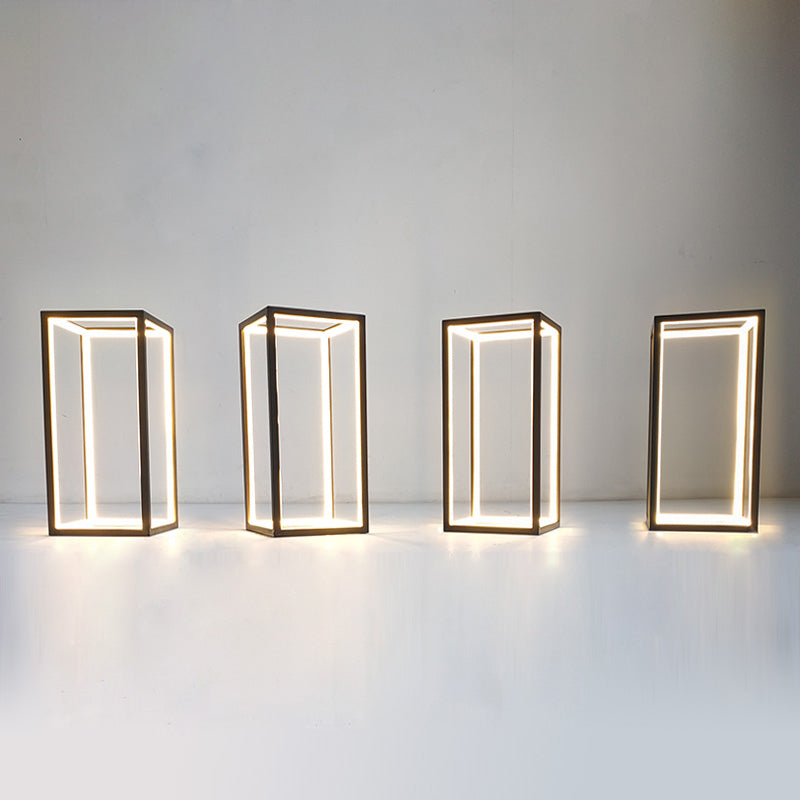 Black Rectangular Linear Table Lamp Modern Creative Metal LED Nightstand Light