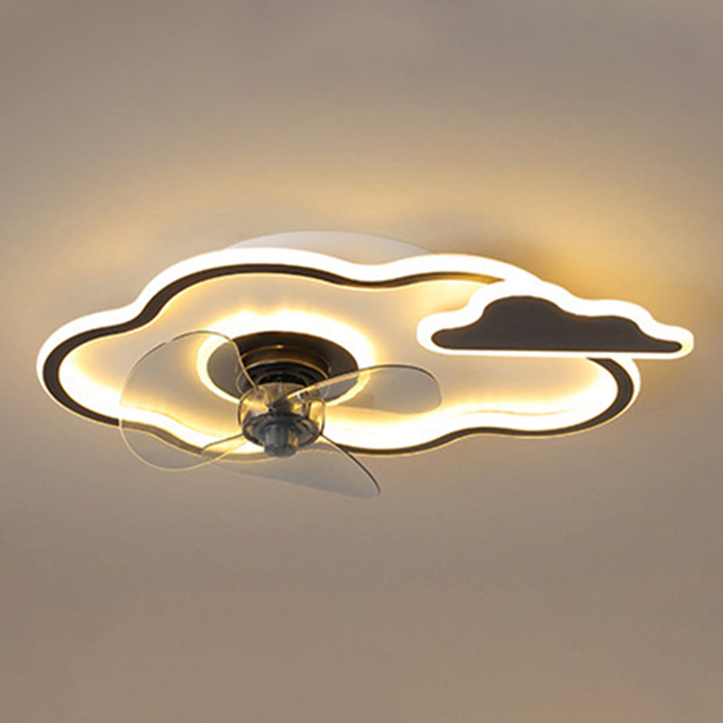 Children Cartoon Shaped Fan Lighting Acrylic LED Bedroom Semi Flush Mount Ceiling Fixture