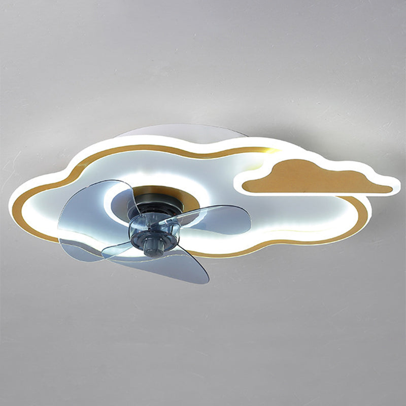 Children Cartoon Shaped Fan Lighting Acrylic LED Bedroom Semi Flush Mount Ceiling Fixture