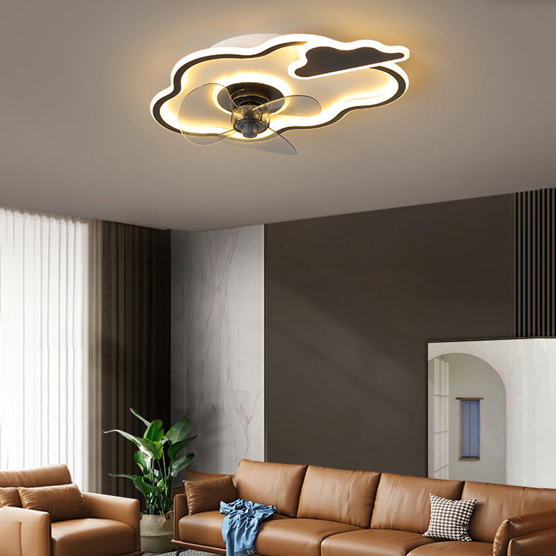 Children Cartoon Shaped Fan Lighting Acrylic LED Bedroom Semi Flush Mount Ceiling Fixture
