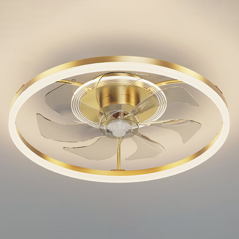 Finition doré plafond lampe à fans de fans minimaliste en métal LED semi-flinaire Light