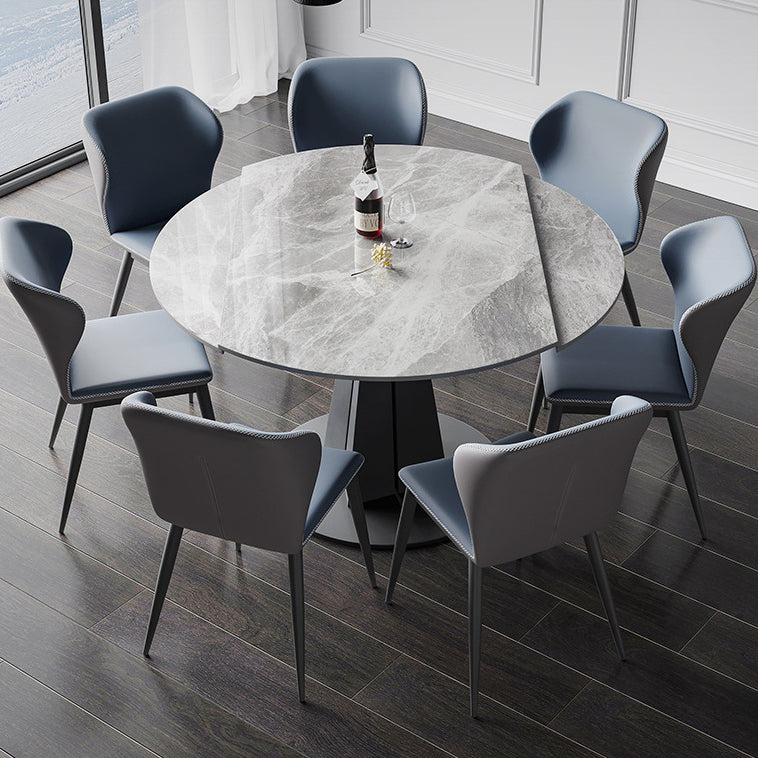 Moderne Küchen -Esszimmerset mit gesintertem Steinoberteil und schwarzen Basis -Essmöbeln