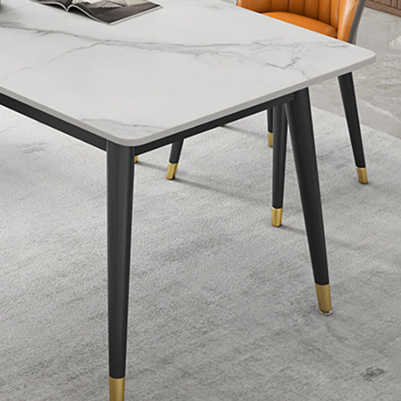 Modern Sintered Stone Dining Room Set with Rectangle Top and Black Base Dining Furniture for Kitchen