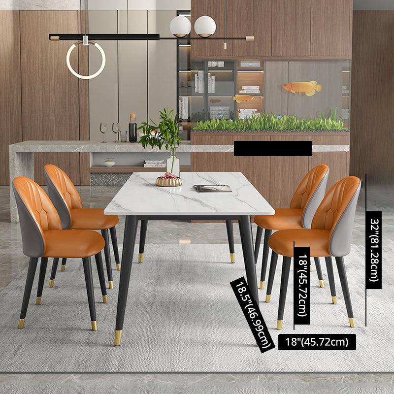 Modern Sintered Stone Dining Room Set with Rectangle Top and Black Base Dining Furniture for Kitchen