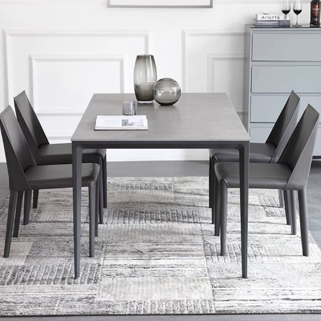 Standard Sintered Stone Top Dining Set with 4 Black Metallic Legs for Dining Furniture