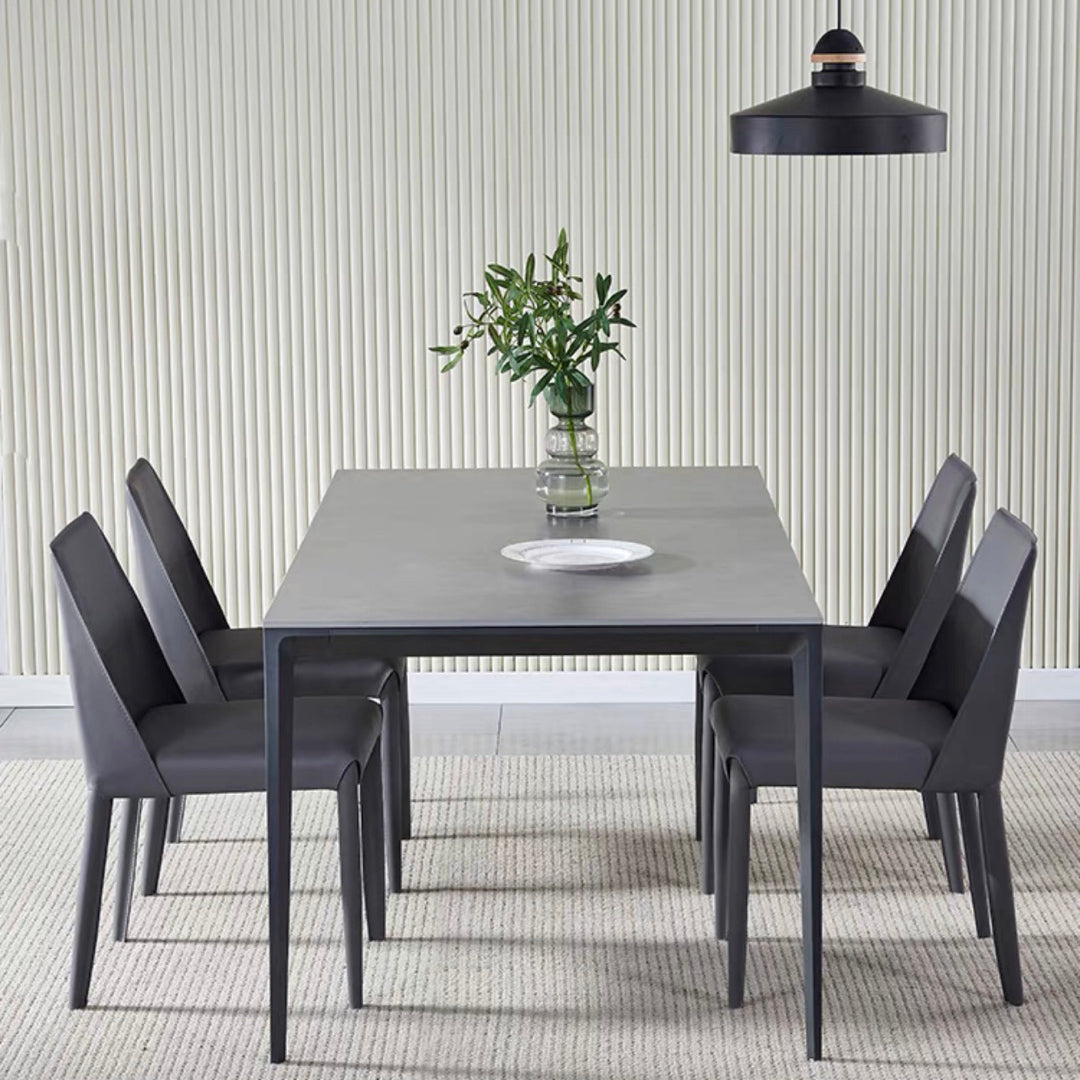 Standard Sintered Stone Top Dining Set with 4 Black Metallic Legs for Dining Furniture