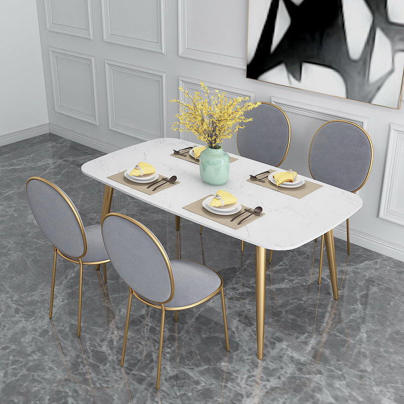 Scandinavian Kitchen Dining Room Set with  Sintered Stone Top and 4 Legs Base Dining Furniture