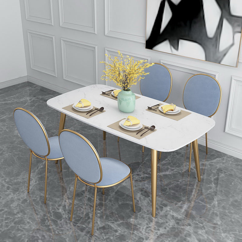Scandinavian Kitchen Dining Room Set with  Sintered Stone Top and 4 Legs Base Dining Furniture