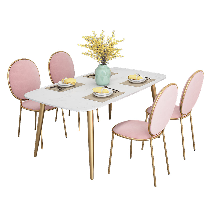 Scandinavian Kitchen Dining Room Set with  Sintered Stone Top and 4 Legs Base Dining Furniture