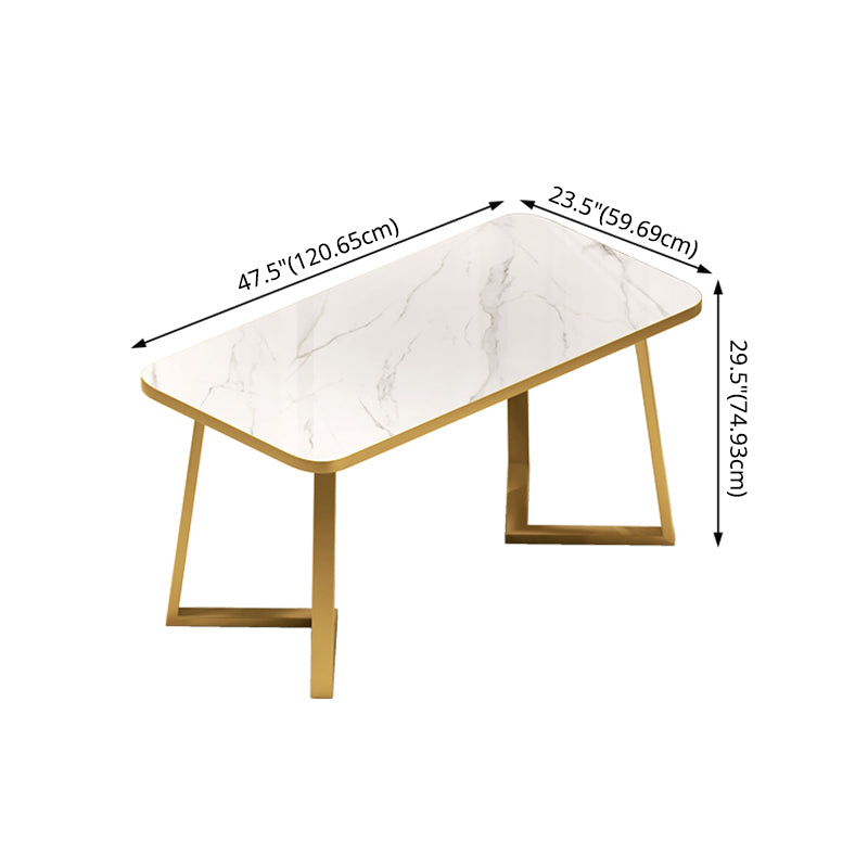 Standard Sintered Stone Top Dining Set with 2 Gold Metallic Legs for Dining Furniture