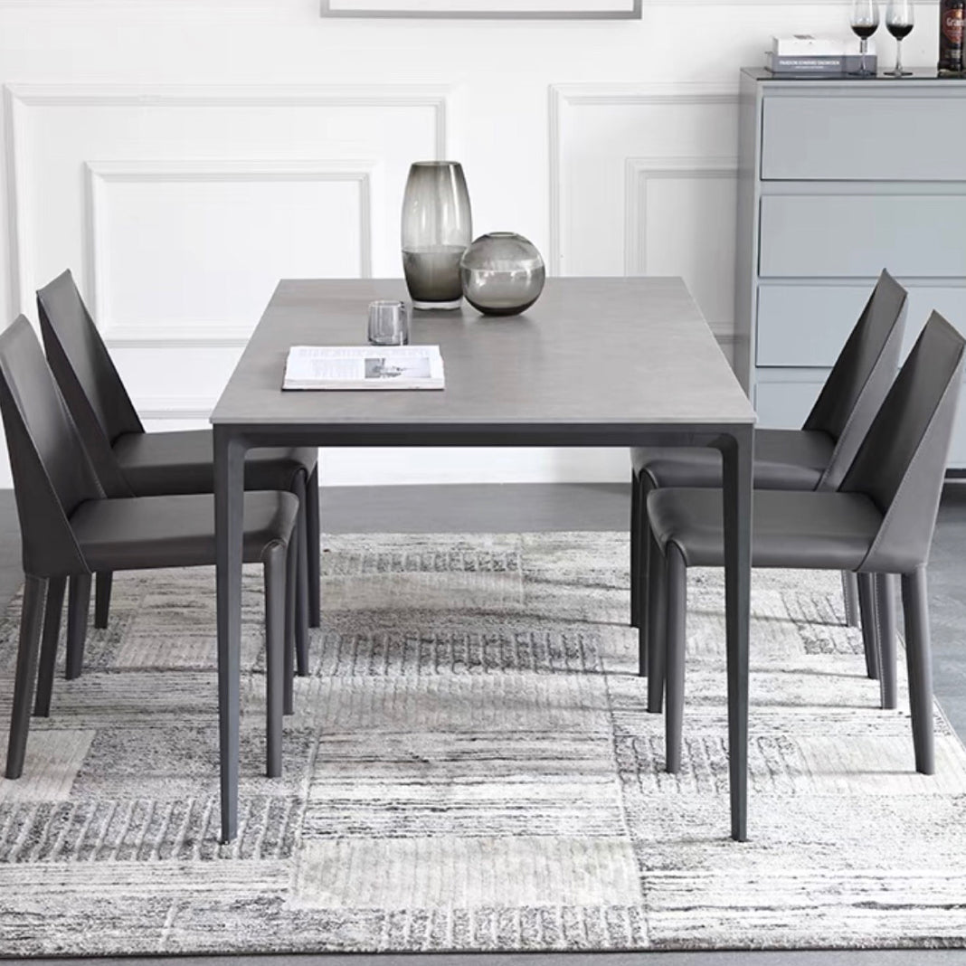 Standard Sintered Stone Top Dining Set with Black Metallic Legs Base for Dining Furniture