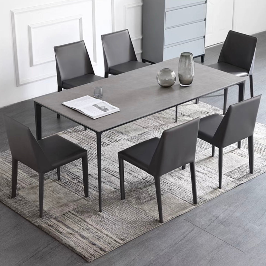 Standard Sintered Stone Top Dining Set with Black Metallic Legs Base for Dining Furniture