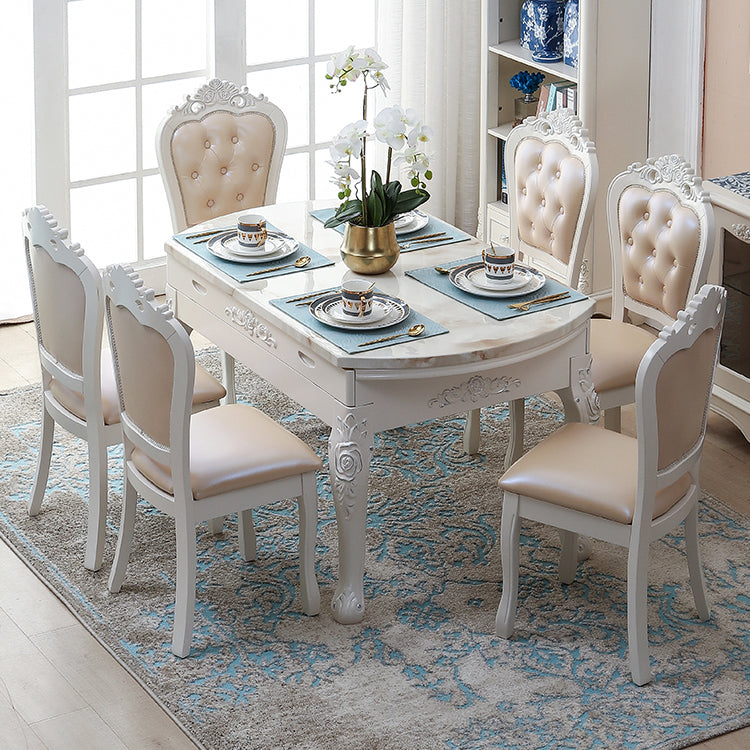 Victorian Dining Room Set Standard Height with Rectangle Top 4 Legs Base Dining Furniture