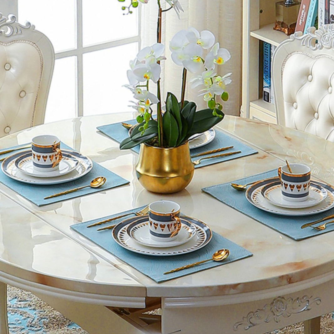 Victorian Dining Room Set Standard Height with Rectangle Top 4 Legs Base Dining Furniture