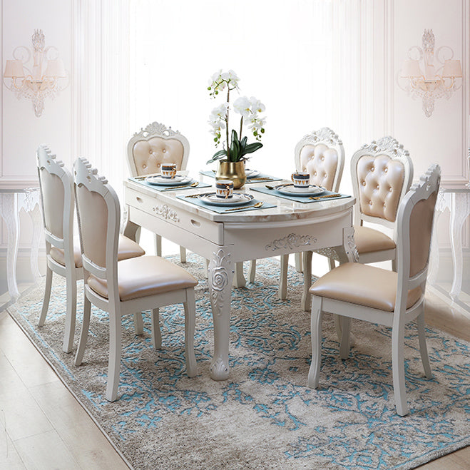 Victorian Dining Room Set Standard Height with Rectangle Top 4 Legs Base Dining Furniture