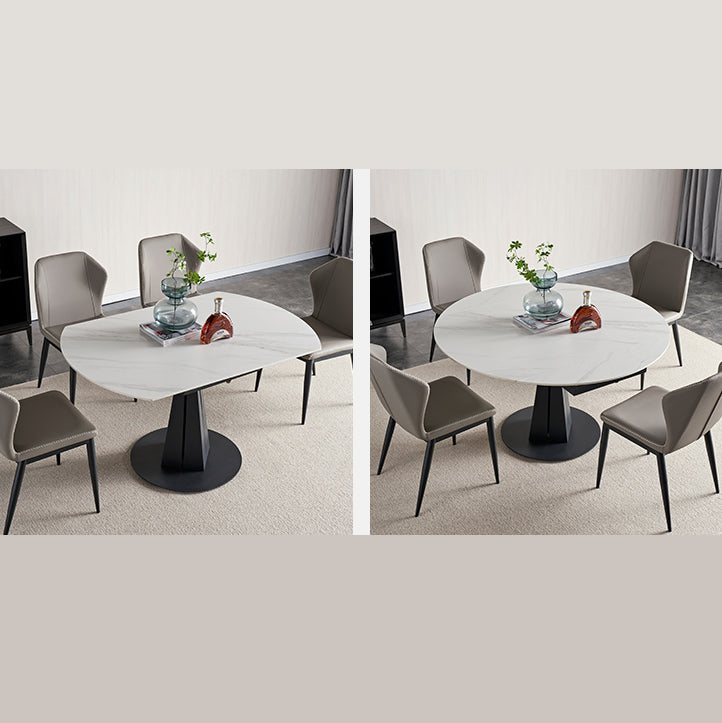 Modern Kitchen Dining Room Set with Sintered Stone Top and Black Base Dining Furniture Set