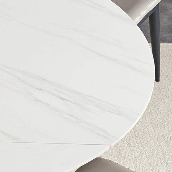 Modern Kitchen Dining Room Set with Sintered Stone Top and Black Base Dining Furniture Set