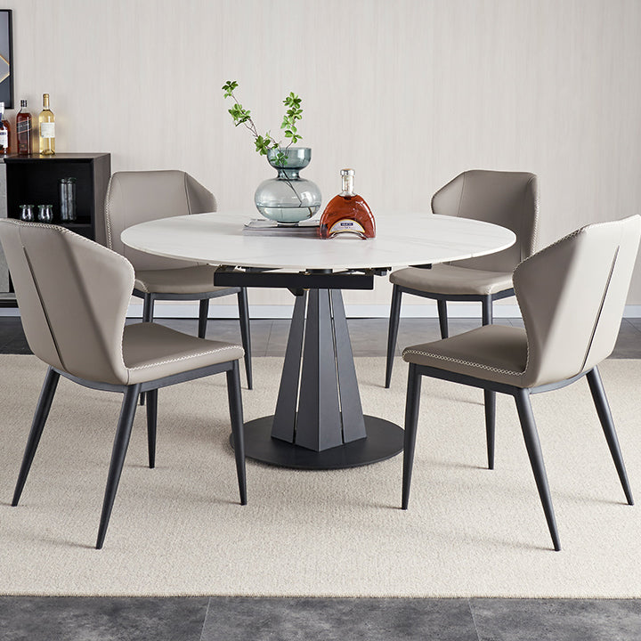 Modern Kitchen Dining Room Set with Sintered Stone Top and Black Base Dining Furniture Set
