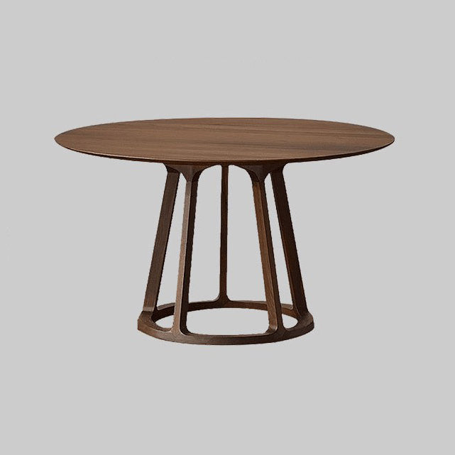 Round Standard Solid Wood Top Dining Set with Solid Brown Wood Legs for Dining Furniture