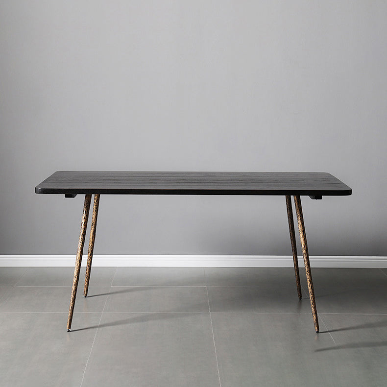 Industrial Dining Table Set with Rectangle Top and Black Base Kitchen Furniture