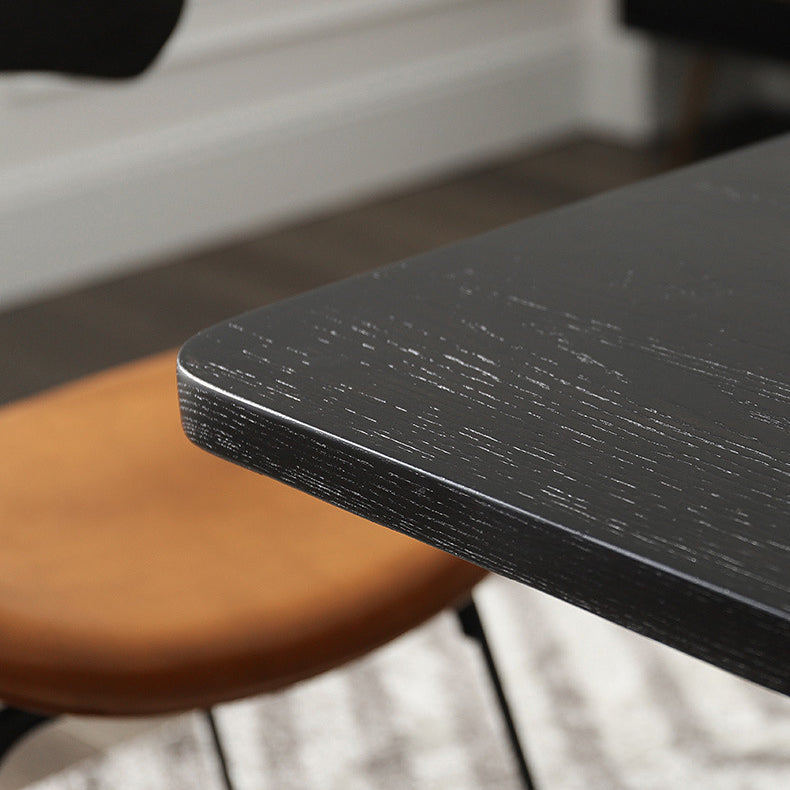 Industrial Dining Table Set with Rectangle Top and Black Base Kitchen Furniture