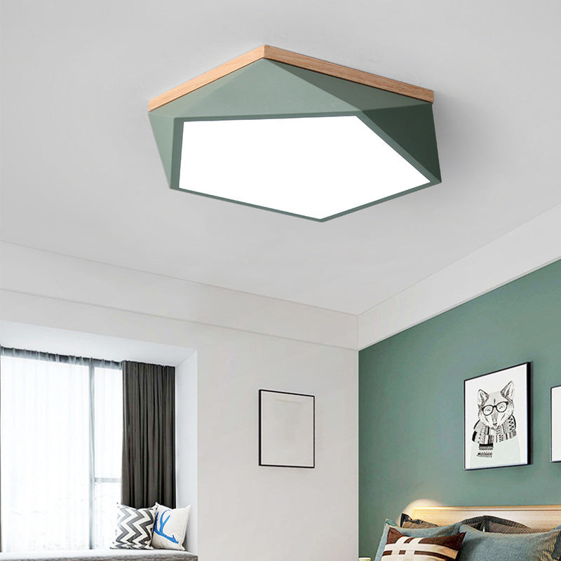 Geometric Macaron LED Ceiling Light in Modern Simplicity Iron Indoor Flush Mount with Acrylic Shade