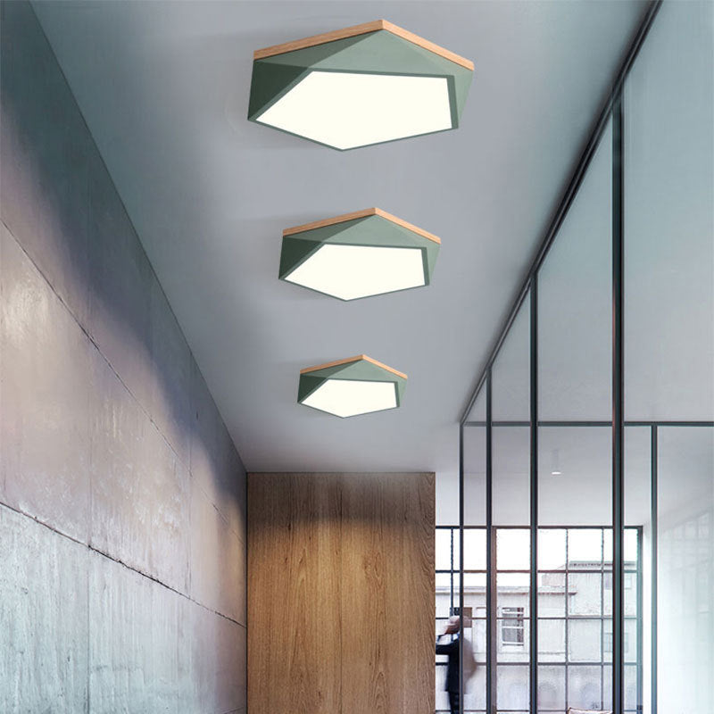 Geometric Macaron LED Ceiling Light in Modern Simplicity Iron Indoor Flush Mount with Acrylic Shade