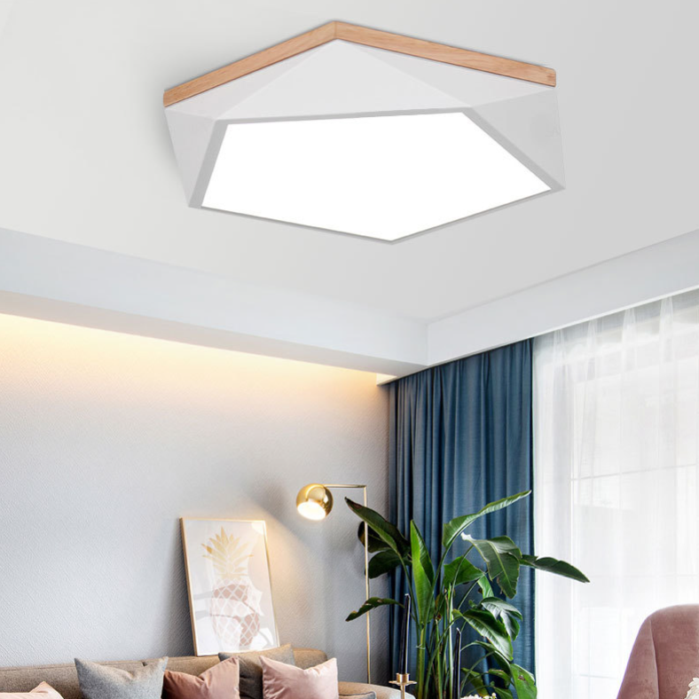 Geometric Macaron LED Ceiling Light in Modern Simplicity Iron Indoor Flush Mount with Acrylic Shade
