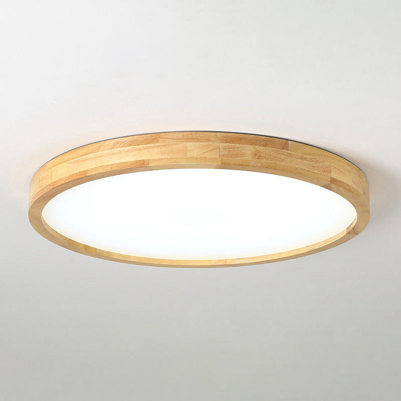 Wooden Geometric LED Ceiling Light in Modern Concise Style Acrylic Indoor Flush Mount in Log Color
