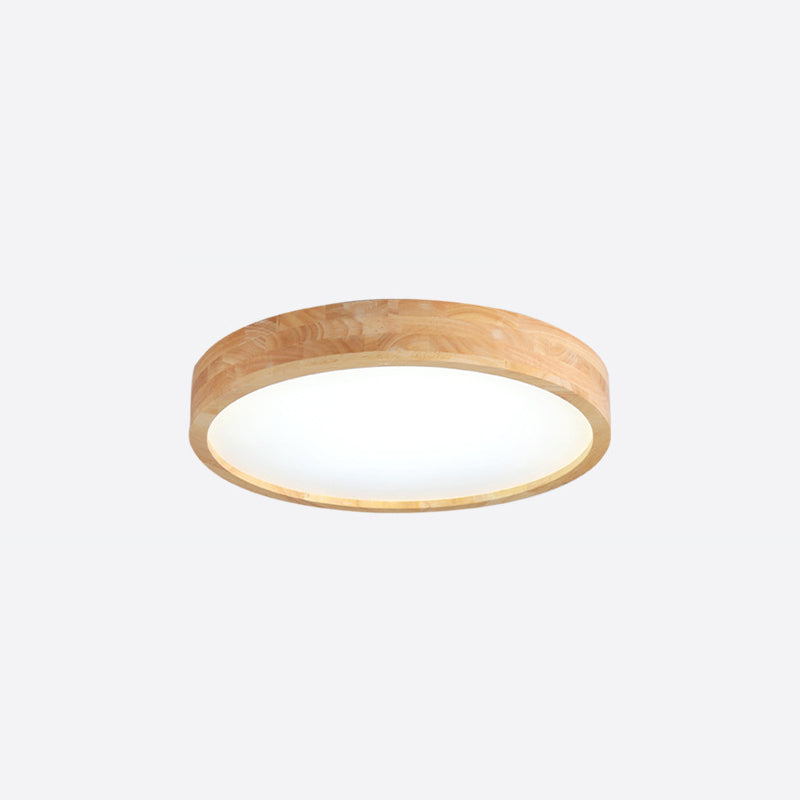 Wooden Geometric LED Ceiling Light in Modern Concise Style Acrylic Indoor Flush Mount in Log Color