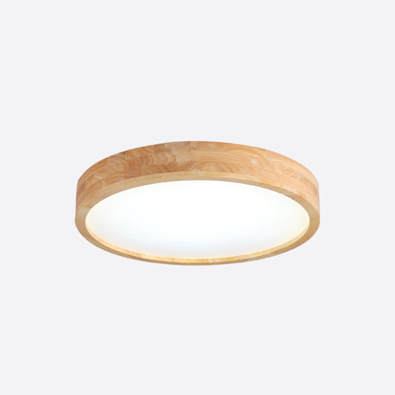 Wooden Geometric LED Ceiling Light in Modern Concise Style Acrylic Indoor Flush Mount in Log Color