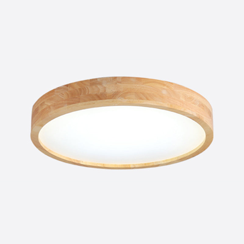 Wooden Geometric LED Ceiling Light in Modern Concise Style Acrylic Indoor Flush Mount in Log Color