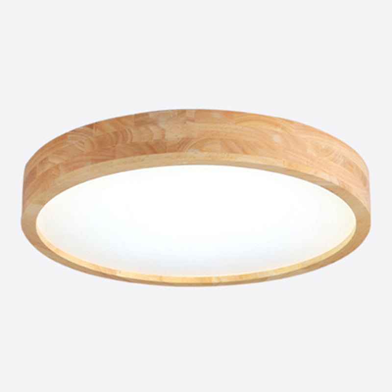 Wooden Geometric LED Ceiling Light in Modern Concise Style Acrylic Indoor Flush Mount in Log Color