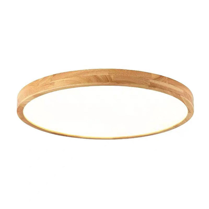 Wooden Geometric LED Ceiling Light in Modern Concise Style Acrylic Indoor Flush Mount in Log Color