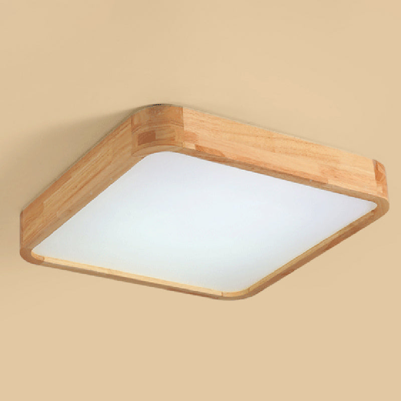 Wooden Geometric LED Ceiling Light in Modern Concise Style Acrylic Indoor Flush Mount in Log Color