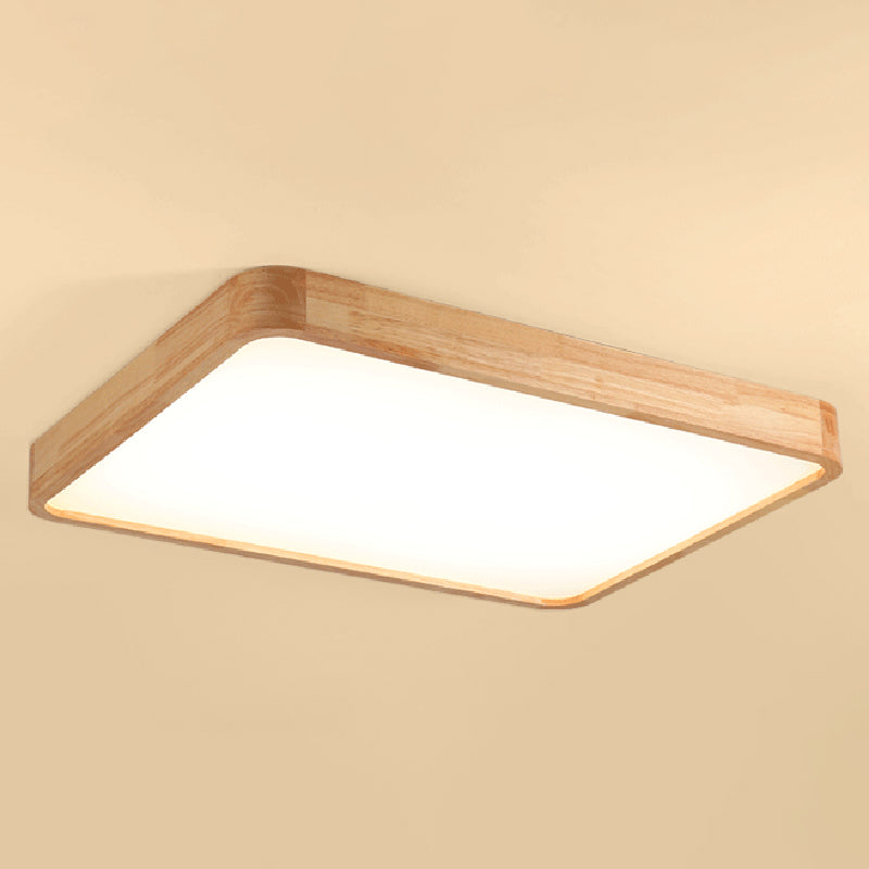 Wooden Geometric LED Ceiling Light in Modern Concise Style Acrylic Indoor Flush Mount in Log Color