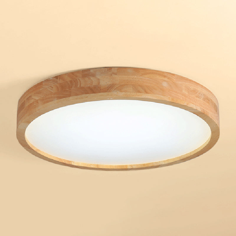 Wooden Geometric LED Ceiling Light in Modern Concise Style Acrylic Indoor Flush Mount in Log Color