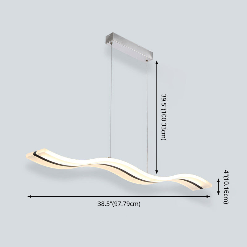 Luce dell'isola a led bianca acrilica in moderna luce a sospensione lineare in acciaio inossidabile inossidabile