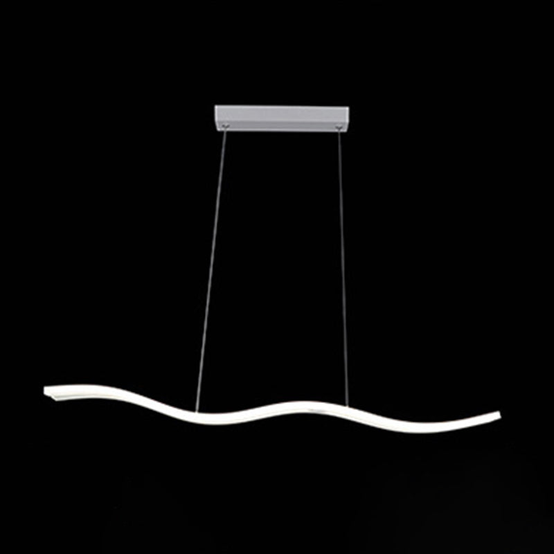 Lumière en île à LED blanche en acrylique dans le pendentif linéaire en acier inoxydable moderne en acier inoxydable