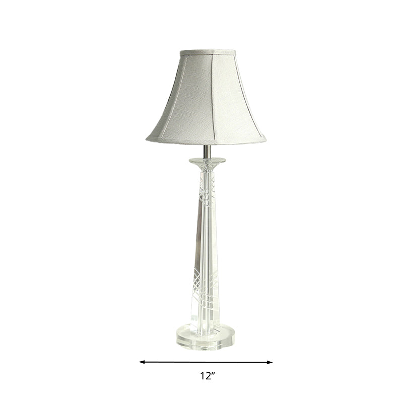 Clear Crystal Bell Night Light Traditional 1 Light Living Room Table Lamp in Light Gray