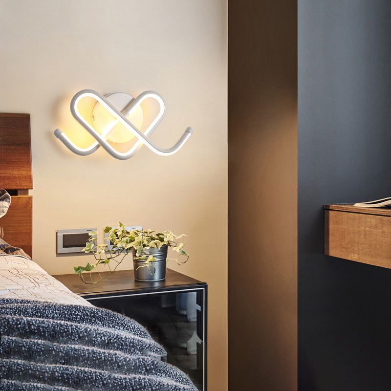 Linear Shade Wall Lighting Modern Simple Style  1 Light Sconce Light in Black Finish