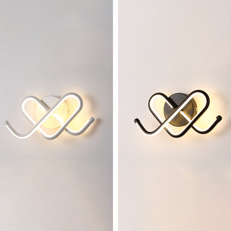 Linear Shade Wall Lighting Modern Simple Style  1 Light Sconce Light in Black Finish