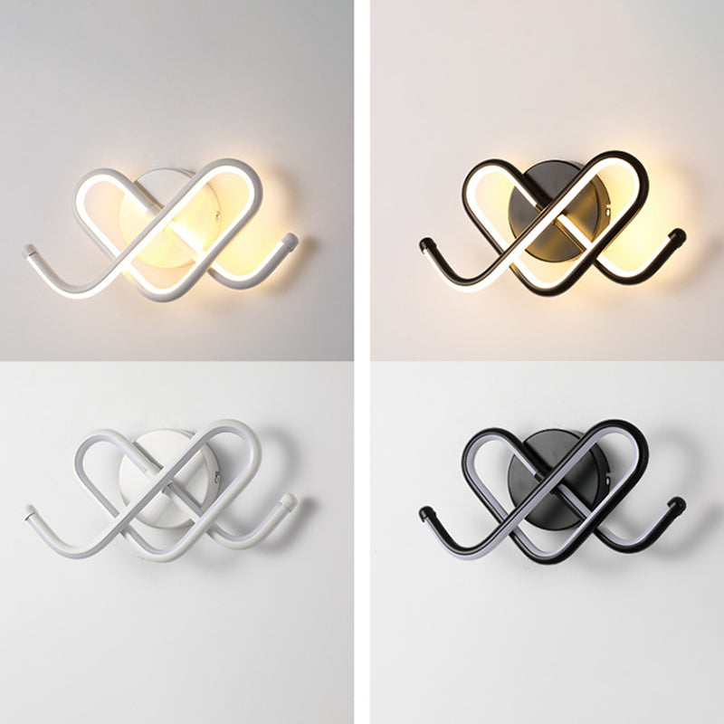 Linear Shade Wall Lighting Modern Simple Style  1 Light Sconce Light in Black Finish