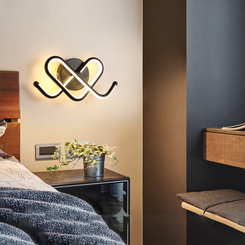 Linear Shade Wall Lighting Modern Simple Style  1 Light Sconce Light in Black Finish