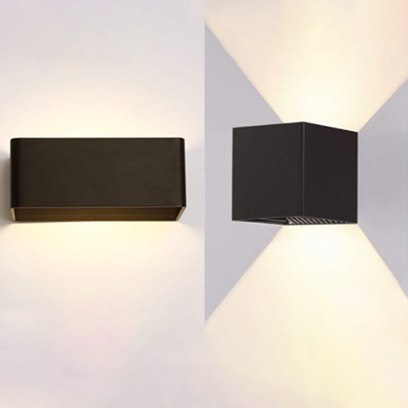 2-Lights Geometric Wall Sconce Modern Simple Style Metal Wall Lighting in Black