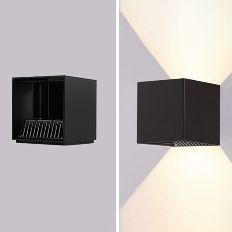 2-Lights Geometric Wall Sconce Modern Simple Style Metal Wall Lighting in Black